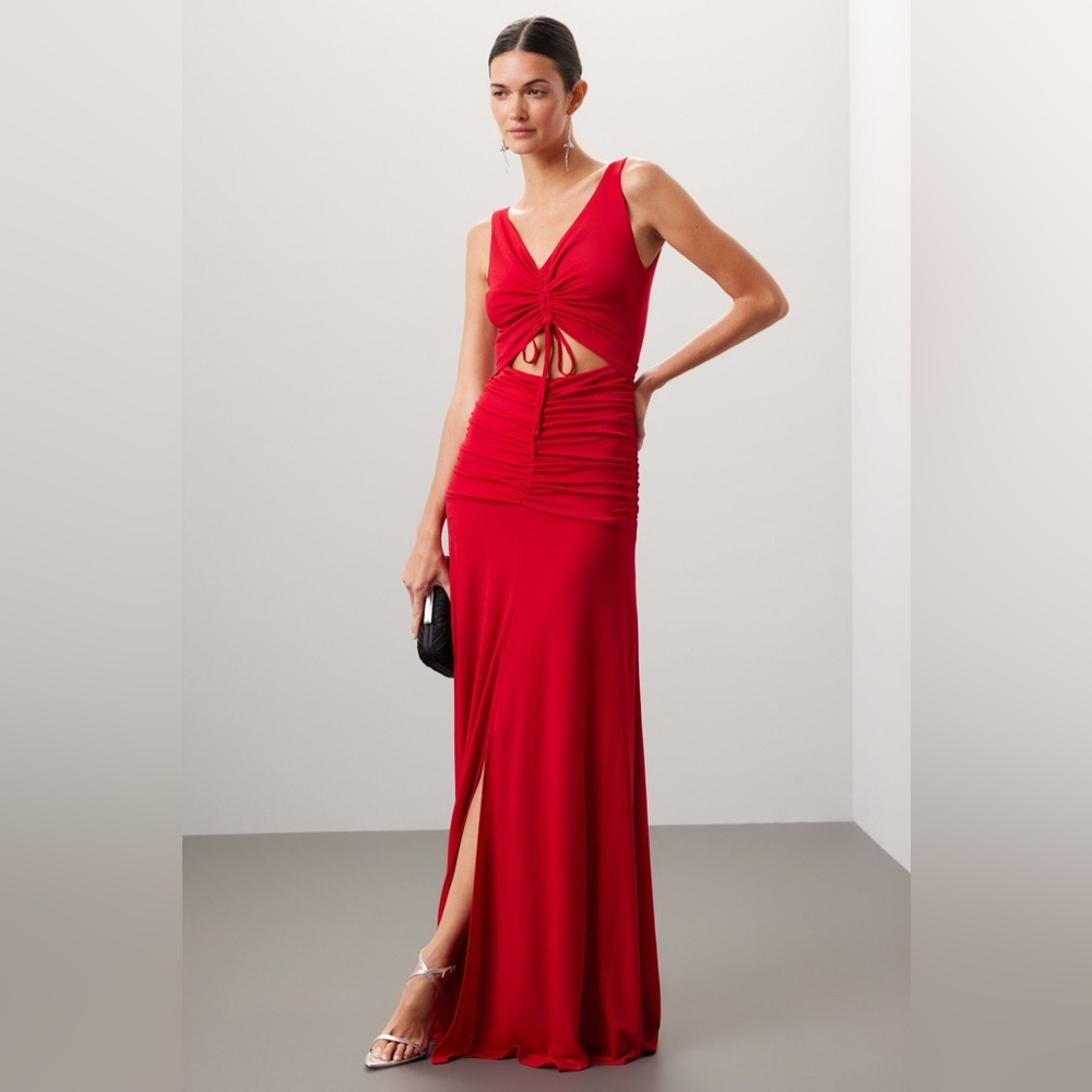ZAC POSEN Red‎ Ruched Dress Gown